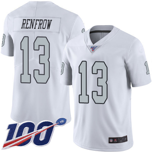 Men Oakland Raiders Limited White Hunter Renfrow Jersey NFL Football #13 100th Season Rush Vapor Jersey